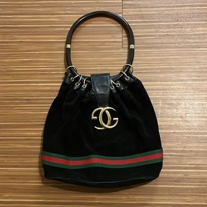 1970s Vintage Gucci Amber Resin Lucite Handle Handbag